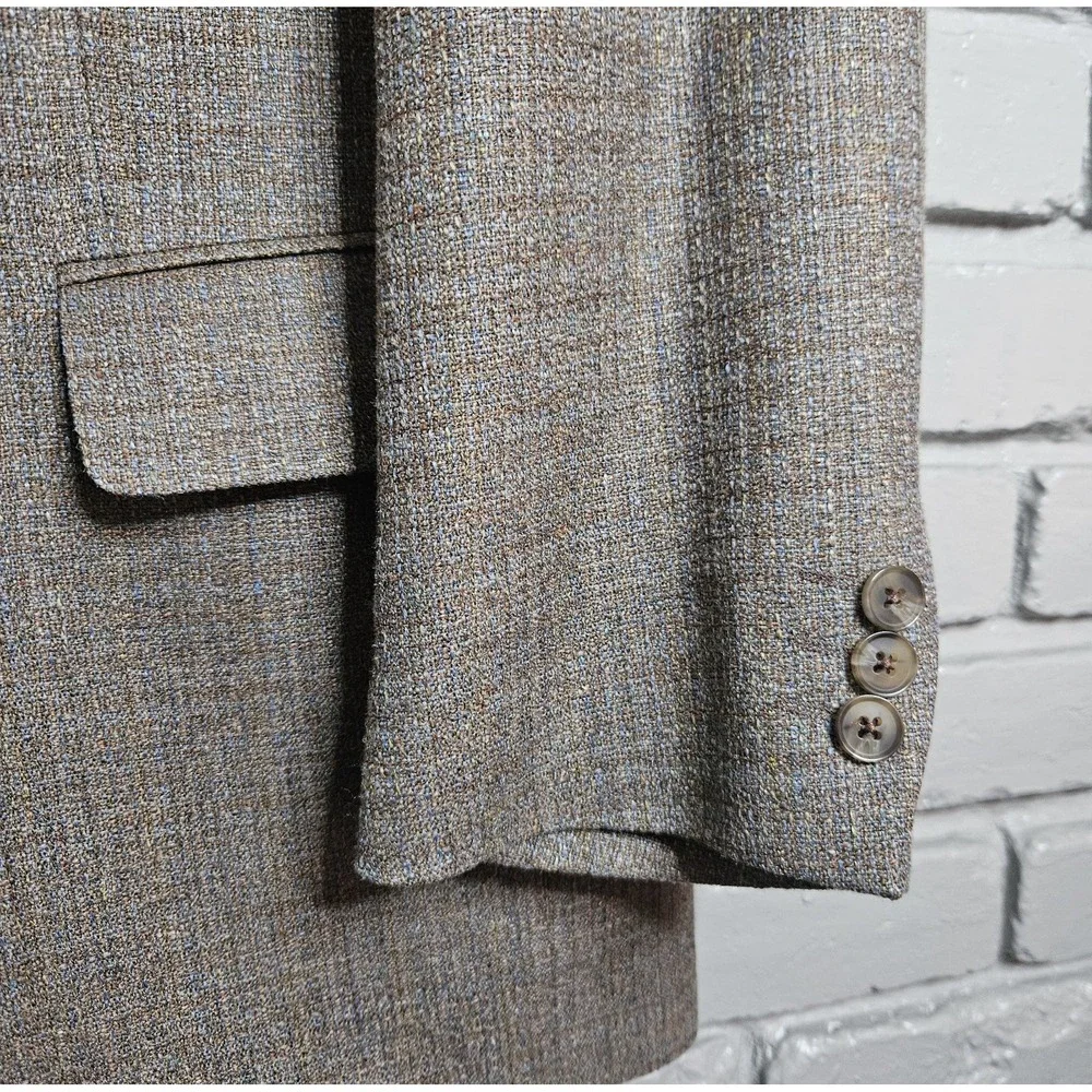 Patrick James Men's Suit Jacket Blazer Sport Coat Wool Linen Silk Tan‎ Size 44R